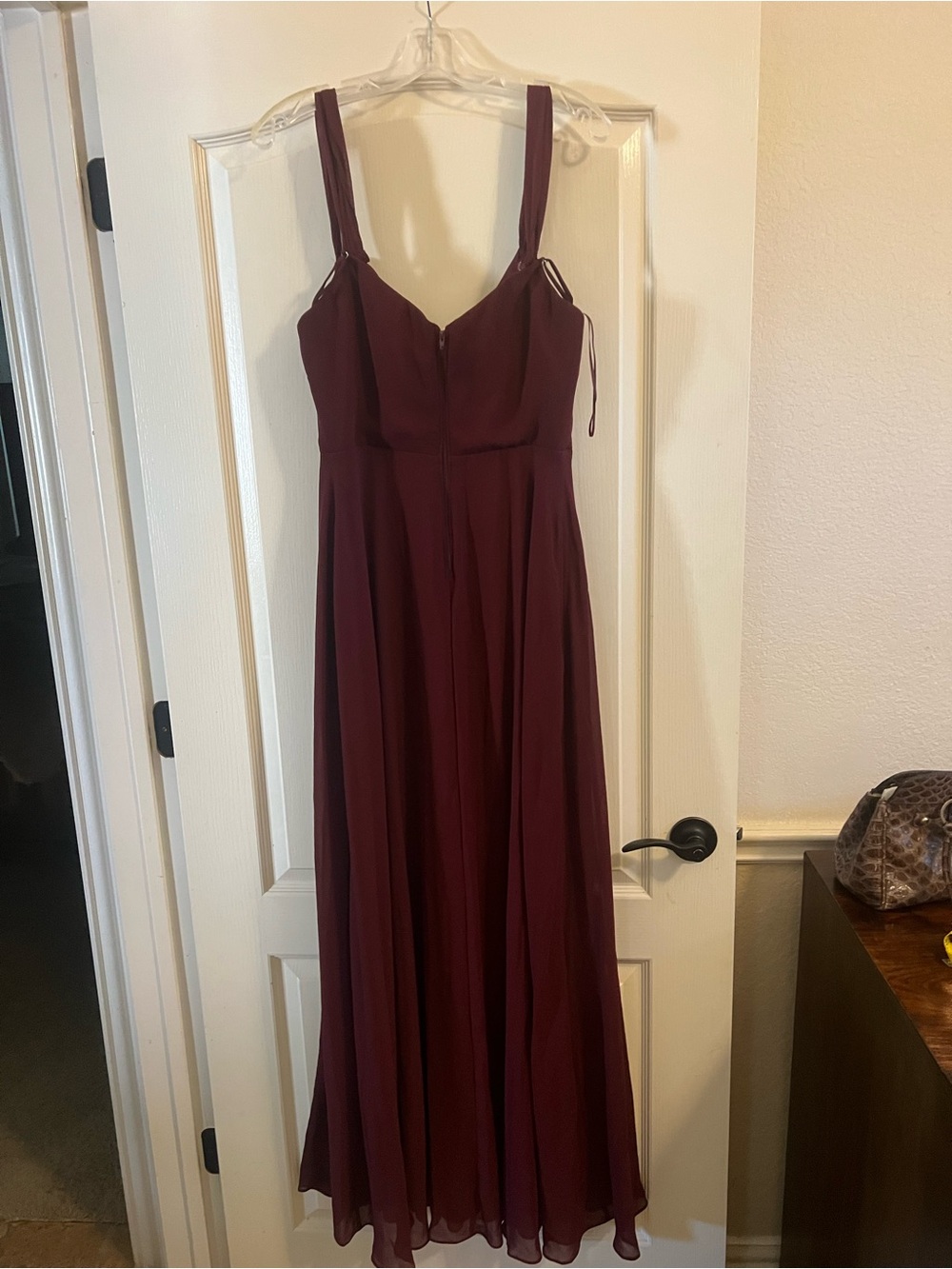 Birdy Grey Wine/Burgundy Maxi Dress with Spaghetti Straps